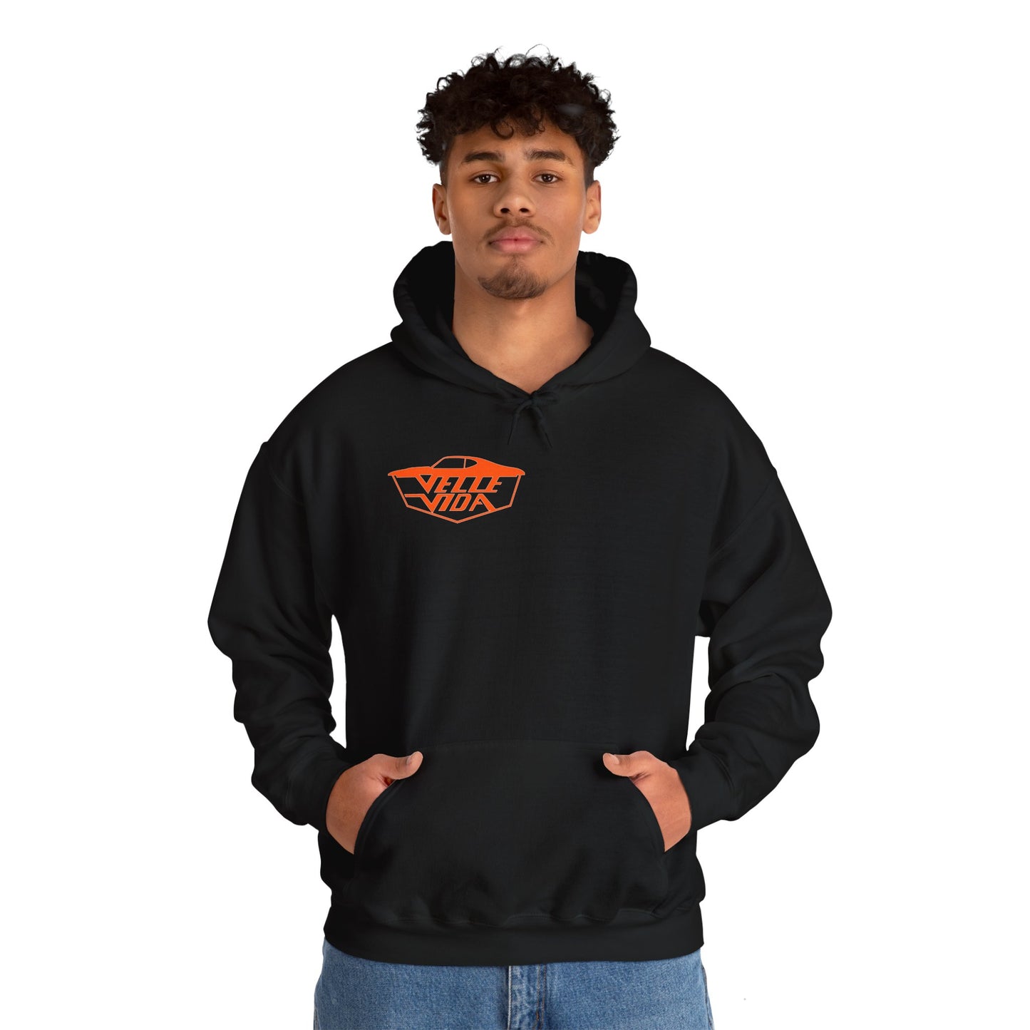 Unisex Heavy Blend™ Hooded Orange Velle Vida Logo Sweatshirt