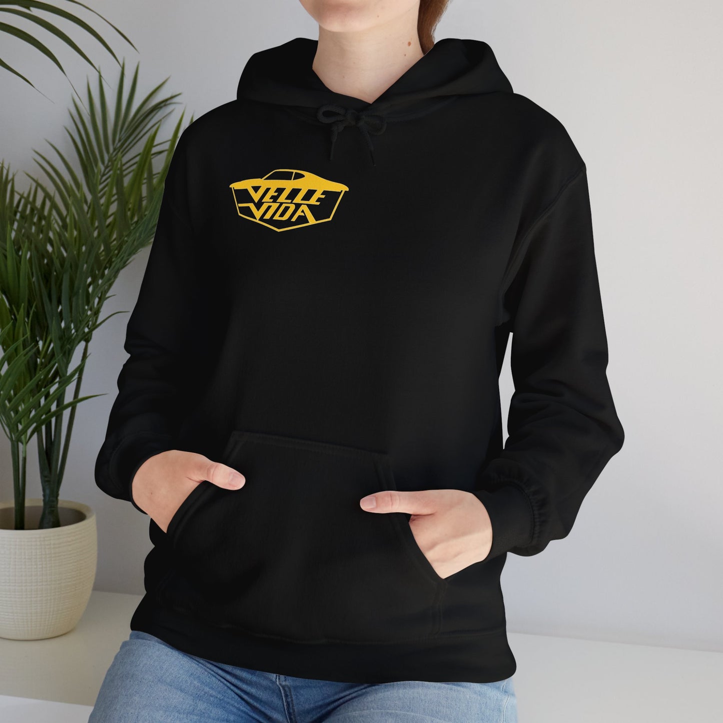 Unisex Heavy Blend™ Hooded Yellow Velle Vida Logo Sweatshirt